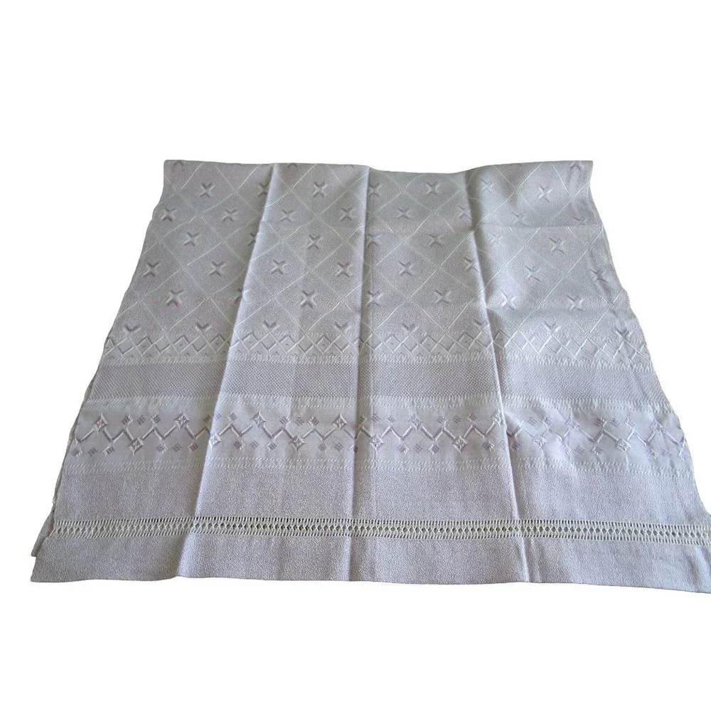 Purple White Woven Trellis Star Vintage Towel Set One Hand One Bath GUC Spots